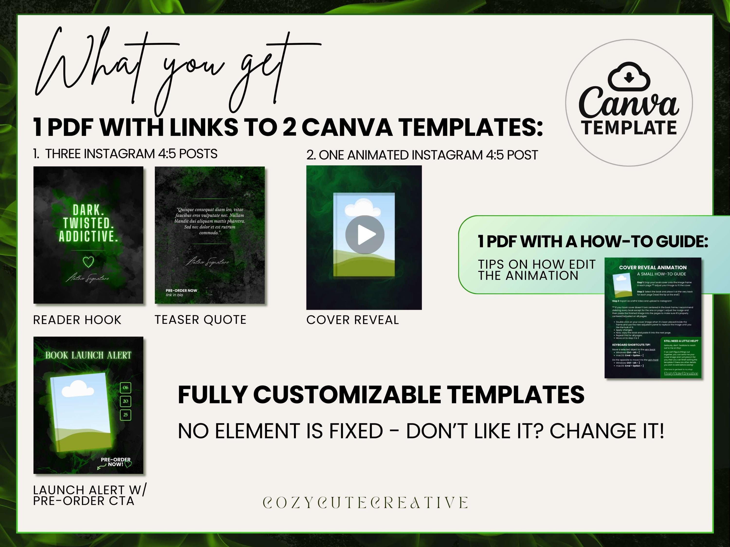 Editable Instagram Post Template for Dark Romance Authors - Book Launch ...