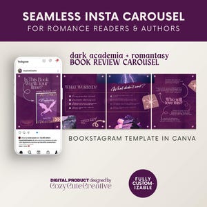 Eén naadloze Romantasy-carrousel voor Bookstagram – canvassjabloon voor auteurs en lezers van Dark Fantasy