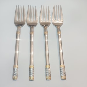4~Wallace GOLDEN CORSICA Stainless 18/10 Salad Forks~China~Free Shipping