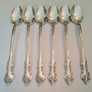 6~International ORLEANS Deepsilver Silver Plate 1964 Iced Tea Spoons~See Full Description