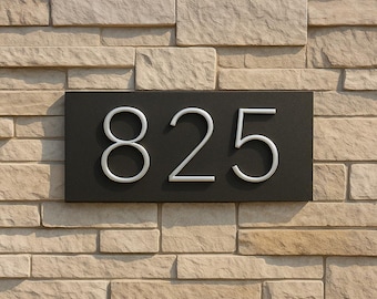 Modern Metal House Number Sign: Vertical or Horizontal, 5 Inch