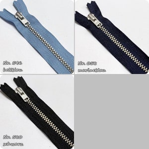 YKK Metall Reißverschluss silber 10/12/14/16/18/20/22cm nicht teilbar 3mm Autolock Bild 5