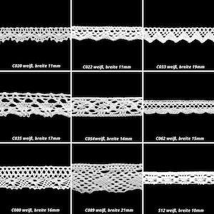 Lace trim bobbin lace white ecru black cotton lace crochet trim image 3