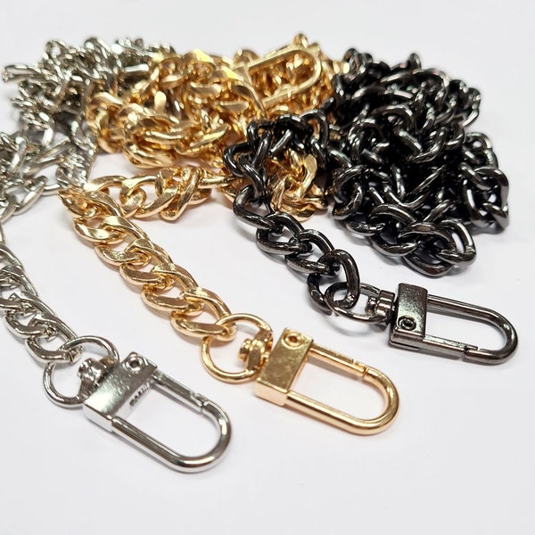 Taschenkette mit 2 Karabinern. 40/60/100/120 cm silber gold schwarz