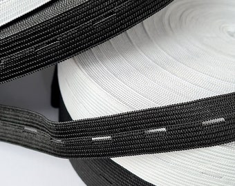 Hole elastic buttonhole elastic 15, 20, 25, 30 mm white, black