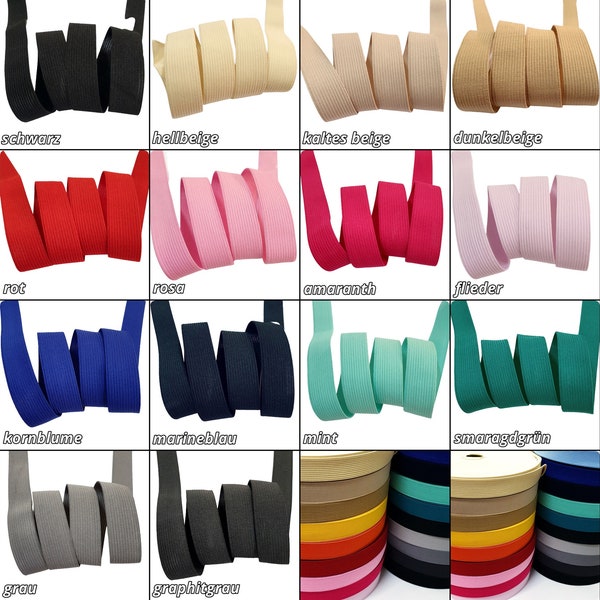2, 5, 10 m elastic band width 20 mm color choice