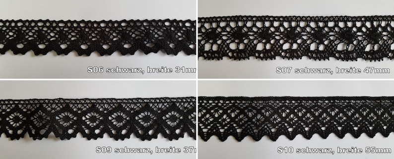 Lace trim bobbin lace white ecru black cotton lace crochet trim image 5