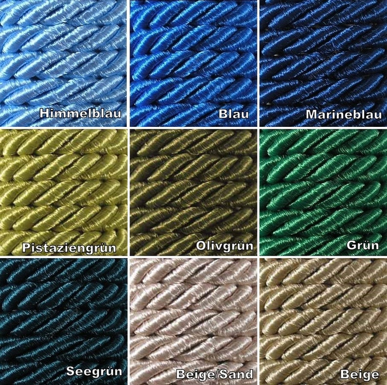 2 m satin cord 7 mm 34 colours decorative cord decorative cord jewellery cord image 4