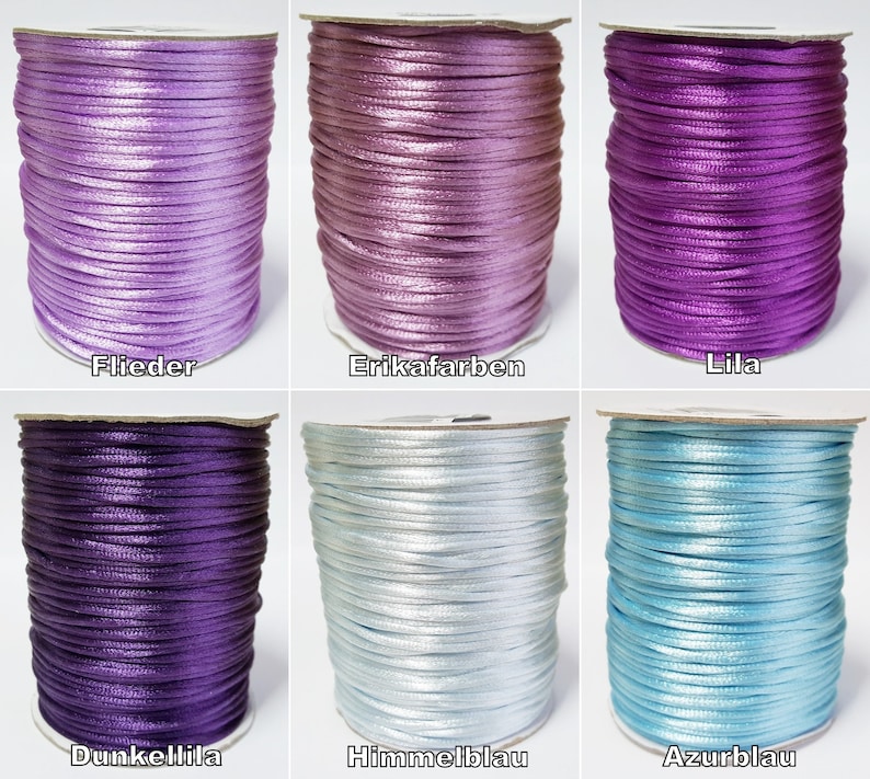 100 m roll of satin cord 2 mm braided cord satin cord pearl cord jewelry cord image 5