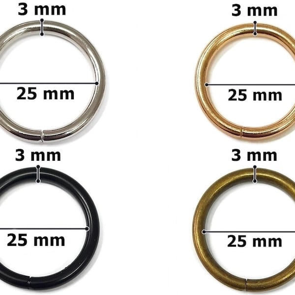 2/5 O-Ring / Rundring 25mm silber gold altmessing schwarz