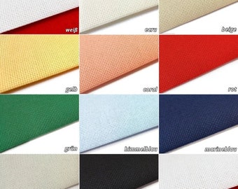 Aida 18ct embroidery fabric 7.2 stitches/cm - v. colors 160 cm wide sold by the meter