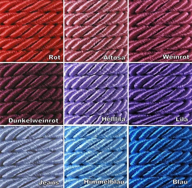 2 m satin cord 7 mm 34 colours decorative cord decorative cord jewellery cord image 3