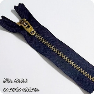 YKK Metall Reißverschluss gold 10/12/14/16/18/20cm nicht teilbar 3mm Autolock 058 - marineblau