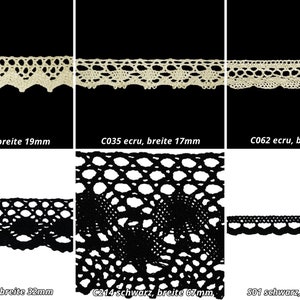 Lace trim bobbin lace white ecru black cotton lace crochet trim image 6