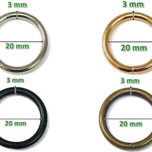 2/4/8 O-ring / round ring 20 mm silver gold antique brass black