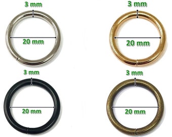 2/4/8 O-Ring / Rundring 20mm silber gold altmessing schwarz