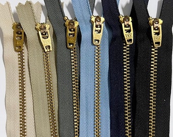 YKK metal zipper gold 10/12/14/16/18/20 cm not separable 3 mm Autolock