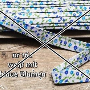 5 m Schrägband 18mm Baumwolle doppelt gefalzt Einfassband / kariert Punkte Sterne Blumen Bild 9