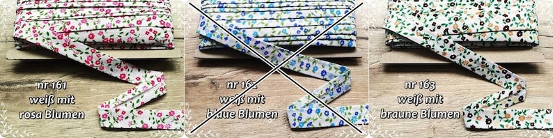 5 m Schrägband 18mm Baumwolle doppelt gefalzt Einfassband / kariert Punkte Sterne Blumen Bild 9