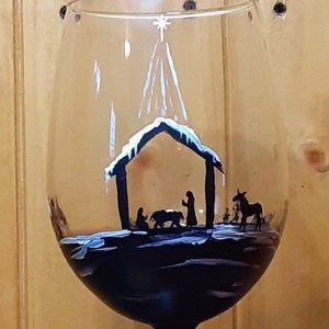 Nativity Scene Wine Glass