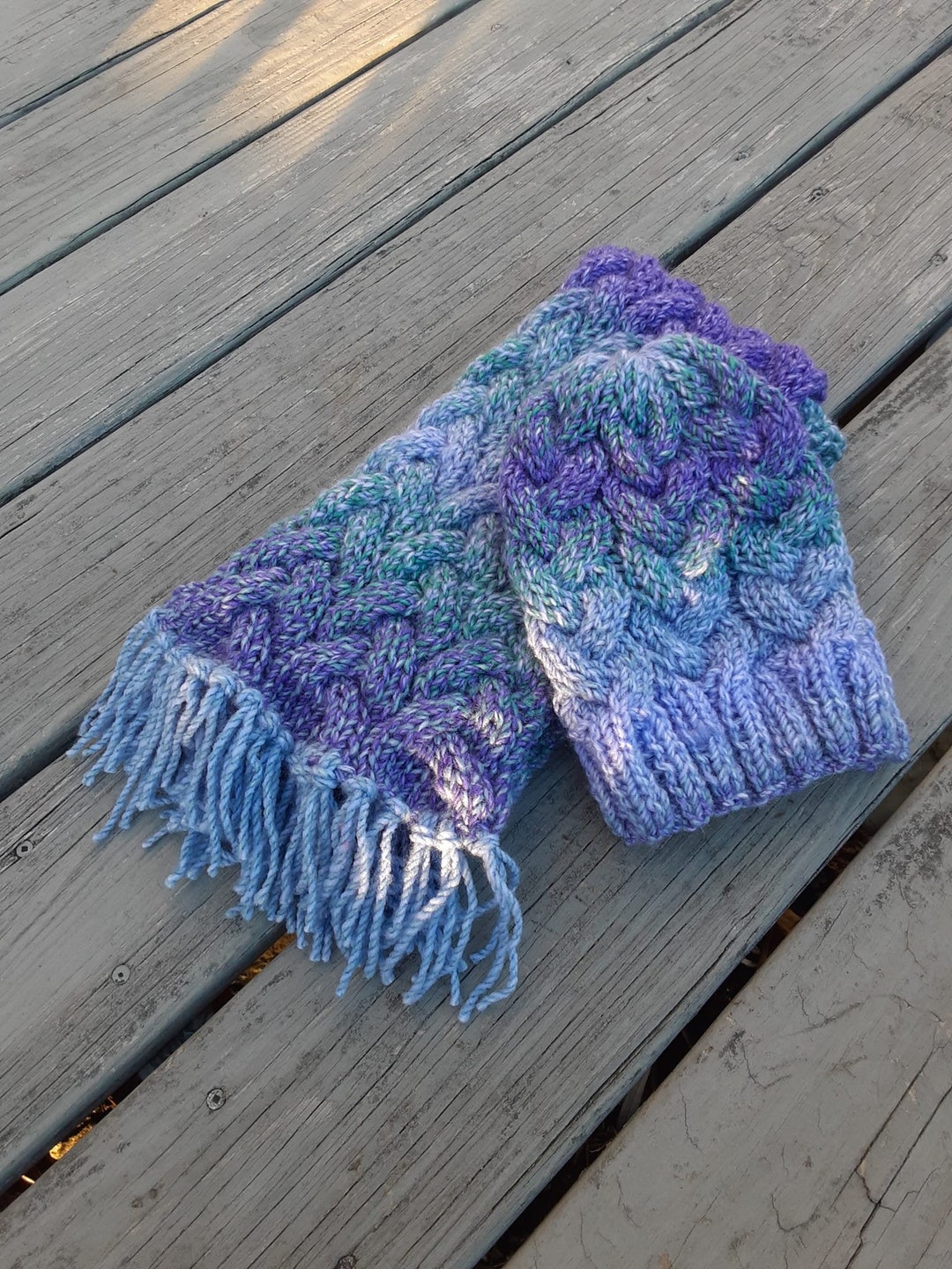 Simple Cable Hand Knit Hat and Scarf Set, Cable Knit Hat  display picture 3