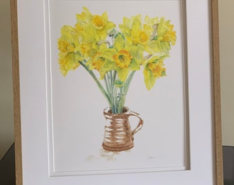 Narcissus, Yellow Daffodils, Gift for Mum, Mom, Mothers Day Gift, Spring Print, New Life, Botanical Art Print, Watercolour Flowers by Dion
