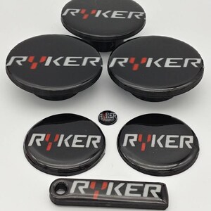 Ryker Emblems RYKER FULL SET of 3 Outer Wheel Caps, 3 Emblems and Matching Keychain ...