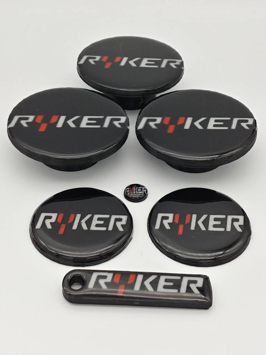 Ryker Emblems RYKER FULL SET of 3 Outer Wheel Caps, 3 Emblems and Matching Keychain ...