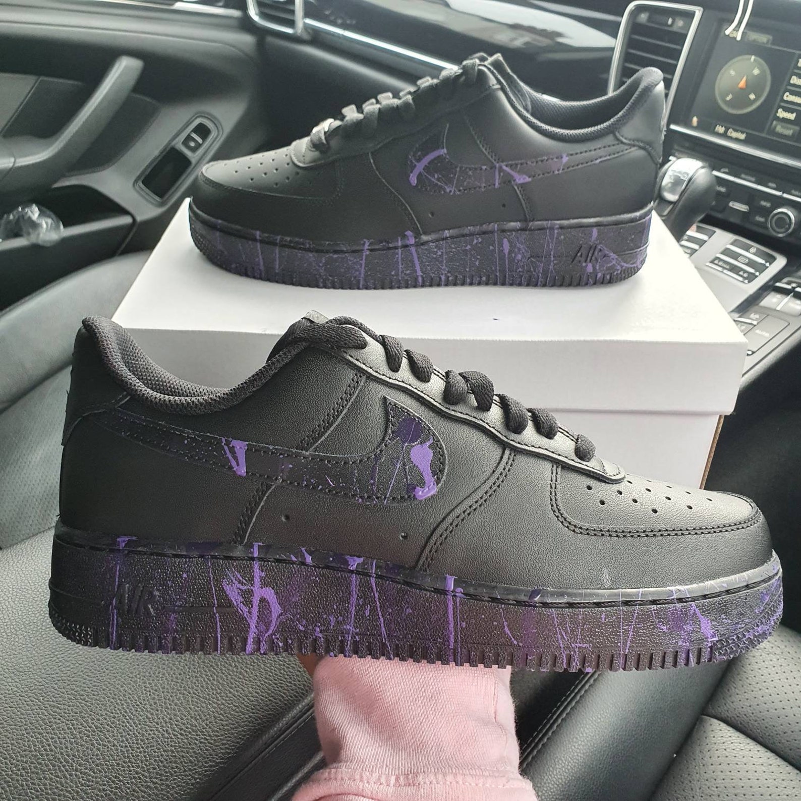 Black Nike Air Force 1's x Purple Splatter Trainers | Etsy