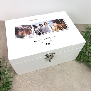 Personalisierte weiße hölzernen Erinnerungsfoto-Andenken-Erinnerungsbox - 3 Größen | Erinnerungsbox | Foto Memory Box | Personalisierte Erinnerungsbox