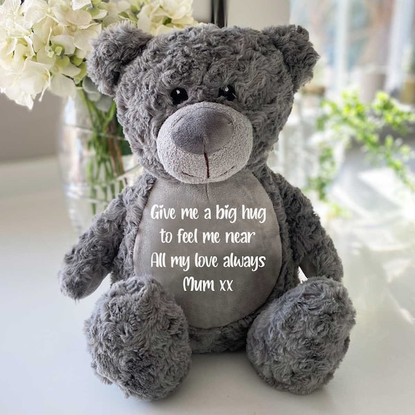 Personalised Record-A-Voice Teddy Bears - Grey/Pink/Blue/Brown or Cream