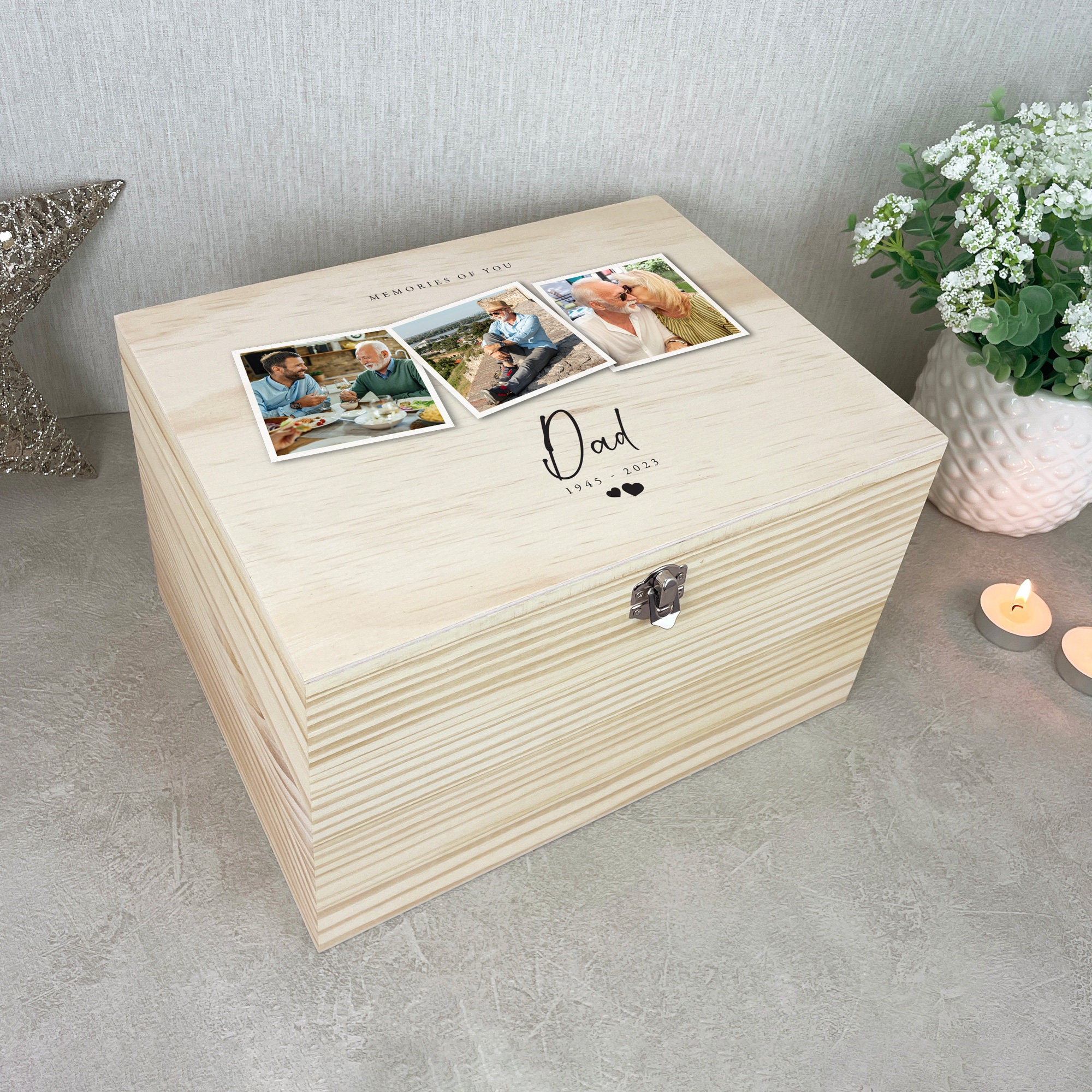 Scatola Ricordi Personalizzata Con Colomba – In Loving Memory – Legno 27x19x14 Cm - 5