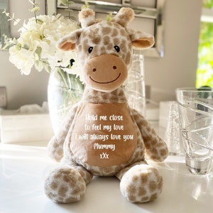 Personalised Ashes Giraffe Memorial Gift | Teddy Bear Cremation Urn for Human or Pet Ashes | Ashes Urn Teddy | Memorial Giraffe | Keepsake