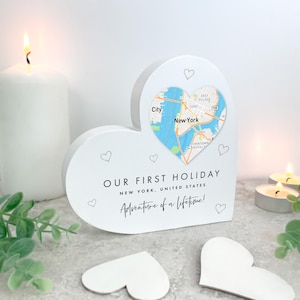 Personalisierte Karte Lage Herz weiß freistehendes Herz | Geschenk für paar | Jubiläum | Verlobung | Familienandenken | Maßgeschneidertes Geschenk