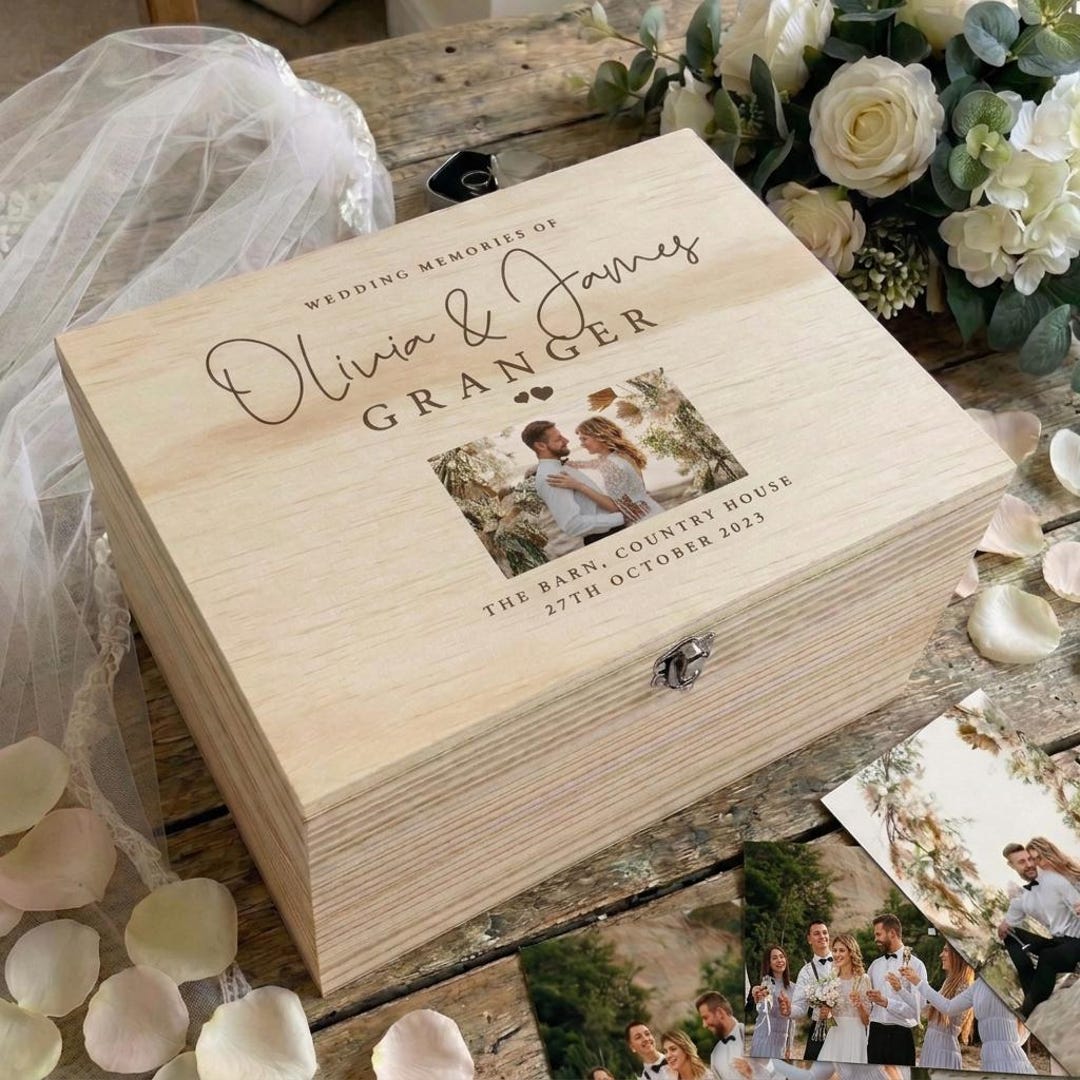 Personalised Wooden Wedding Photo Memory Box - Keepsake Gift - Etsy