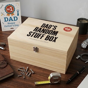 Personalised Pine Wood Random Stuff Box – Father's Day Gift