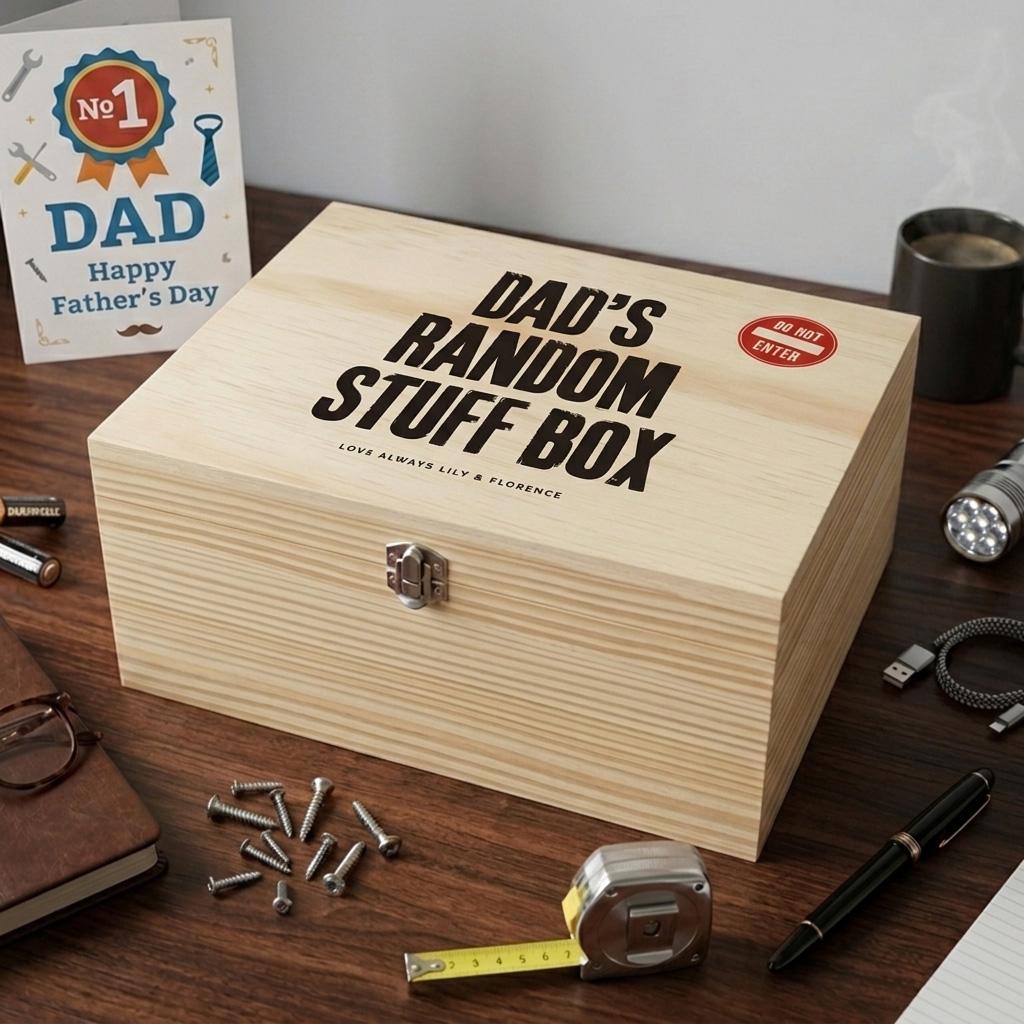 Personalised Pine Wood Random Stuff Box – Father's Day Gift - Etsy