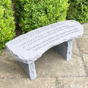 Engraved Cast Stone Memorial Bench | Garden Remembrance Seat