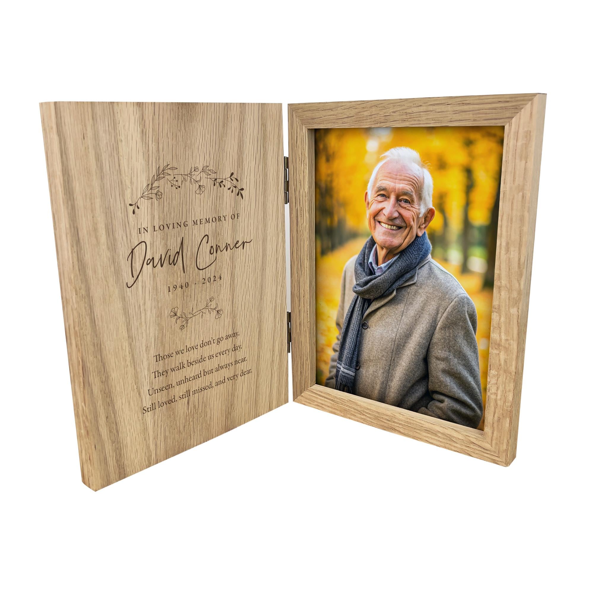 Personalised Memorial Photo Frame | Wooden Wreath, Bereavement 