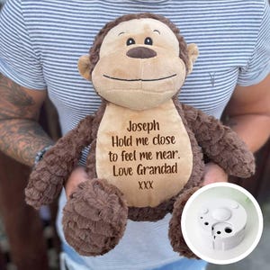 Personalised Voice Recording Monkey Teddy Bear | Keepsake Message Gift