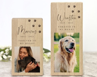 Personalised Pet Photo Memorial Tea Light Holder | Photo Wood Candle