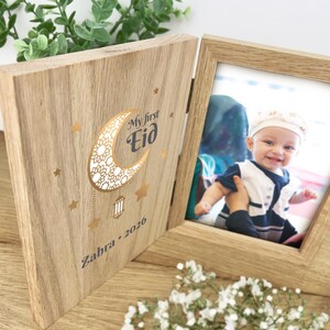 Personalised My First Eid Wooden Book Photo Frame | 7x5" Photo Baby Keepsake image 2