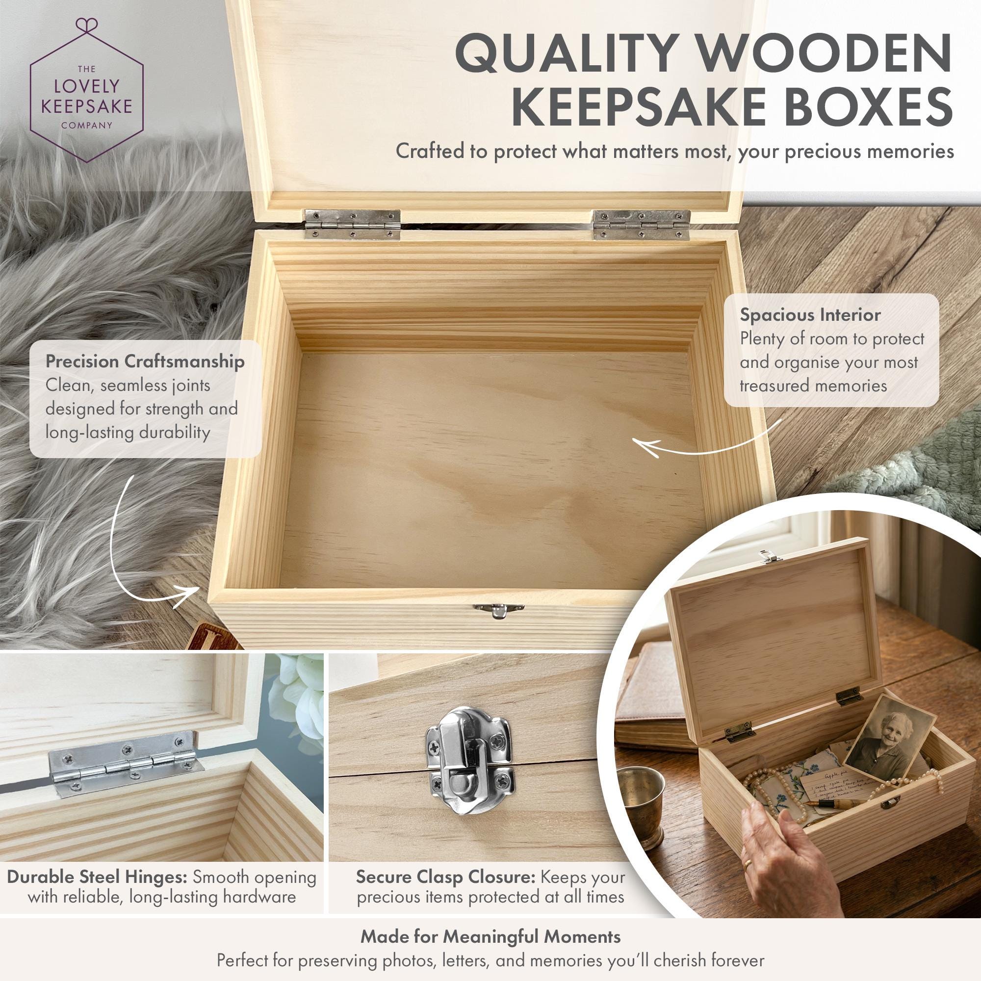 Personalised Wooden Memorial Box With Photo Lid, Bereavement