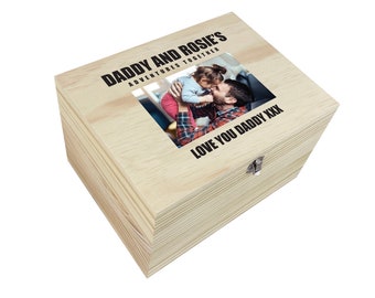 Personalised Photo Wooden Memory Box – Custom Text Keepsake