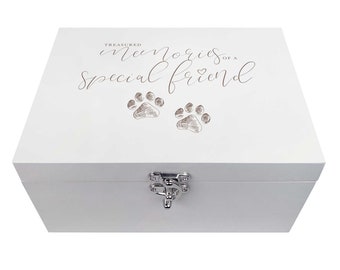 Treasured Memories' Pet Memorial White Wooden Keepsake Box | 27cm