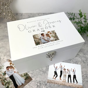 Personalised White Wooden Wedding Photo Keepsake Box- 3 Sizes | Wedding Day Gift | Wedding Keepsake Gift | Wedding Memory Box