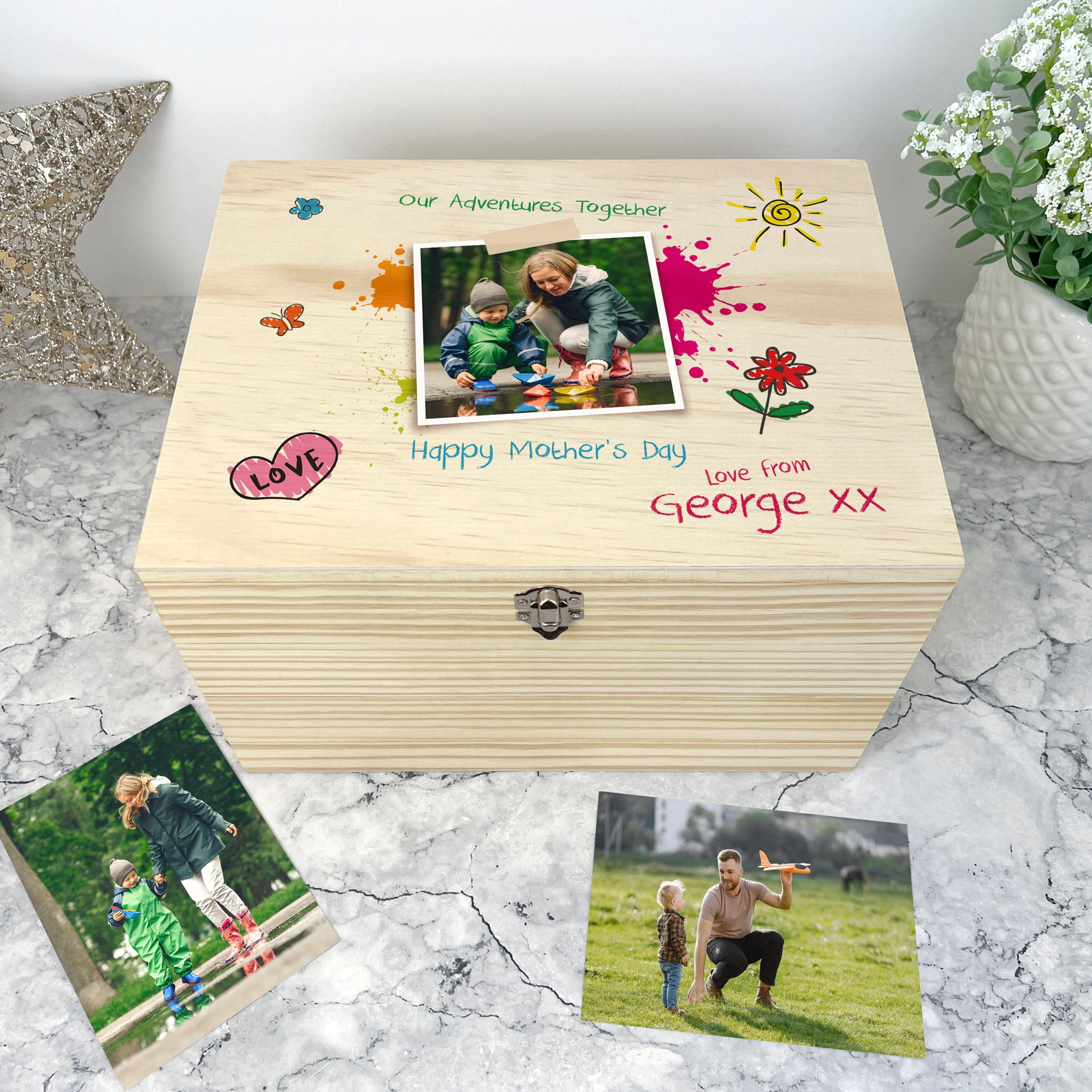 Boîte Souvenir En Bois Pour Test De Grossesse - Coffret Annonce Rétro Avec Cadenas Et Ruban Raphia, Cadeau émotion Pour Futur Papa