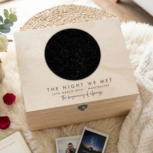 Personalised Star Constellation Map Memory Box - 5 Sizes for Couples