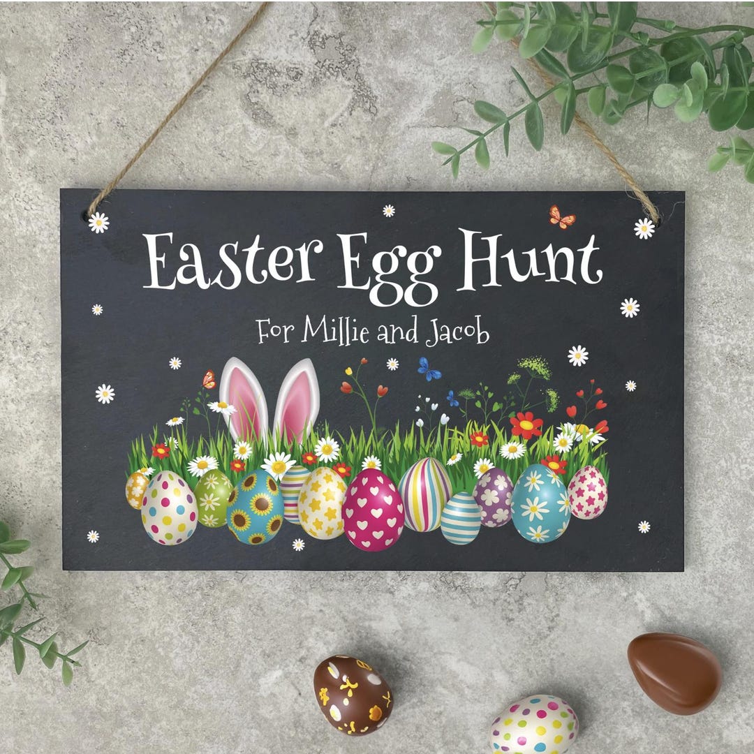 Personalised Colourful Easter Slate Hanging Sign 25 X 15cm - Etsy