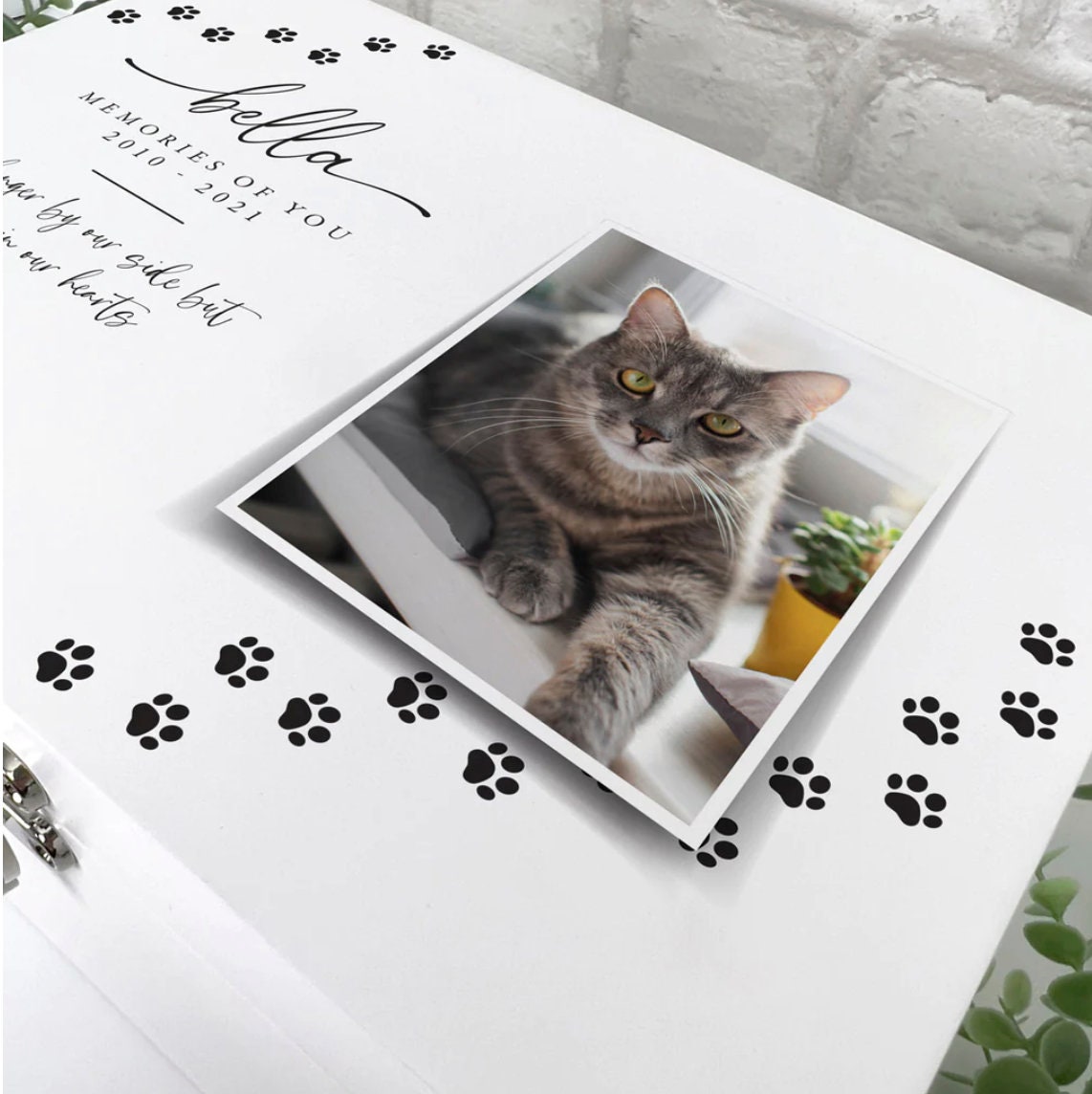 Personalised Paw Prints Pet Memorial White Wooden Photo Memory Box 3 ...